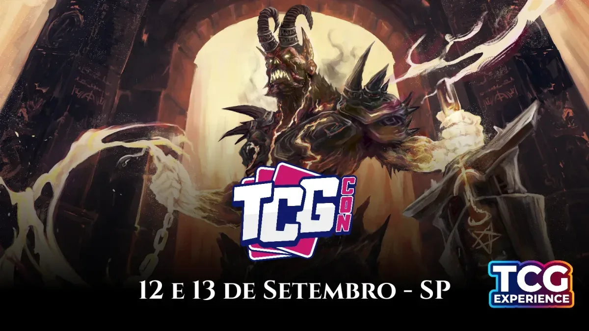 Capa de Arcanum na TCGCON 2026 — venha nos encontrar na TCG Experience